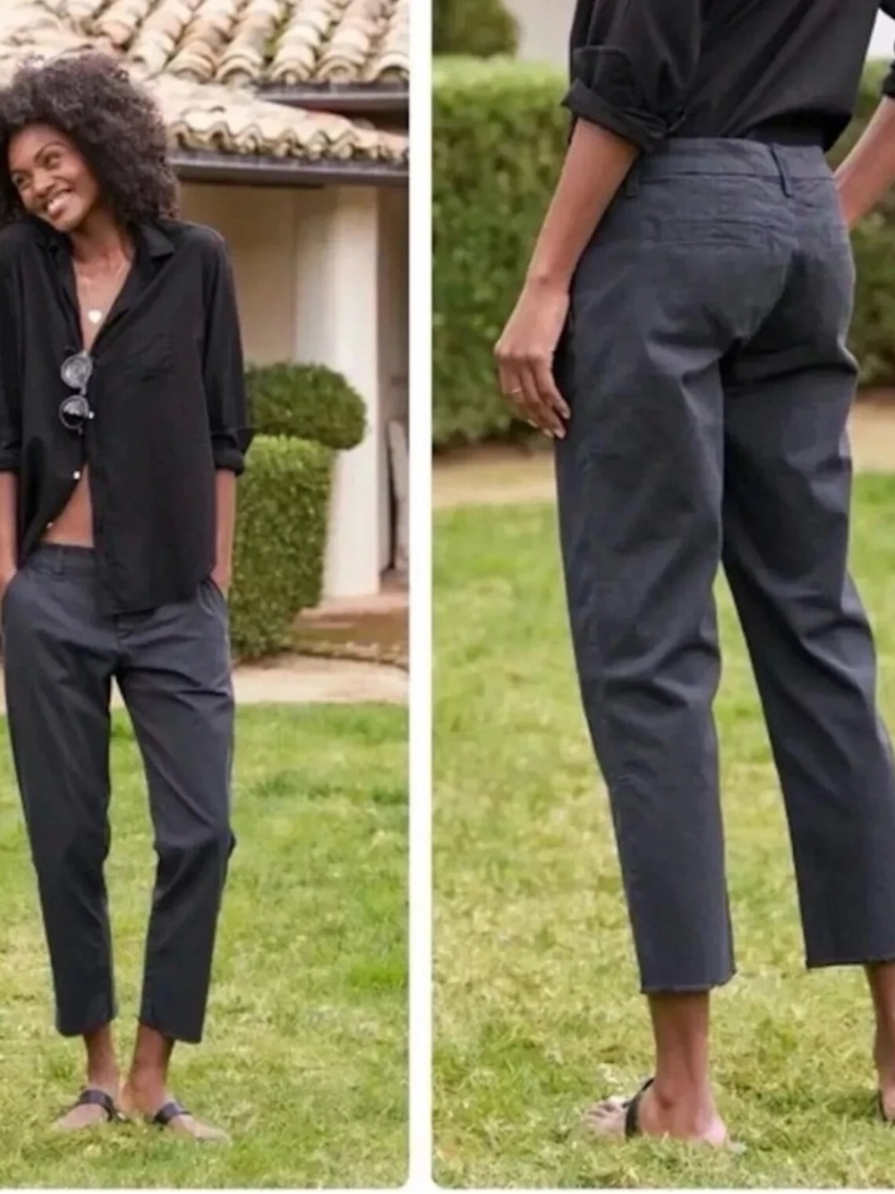 FRANK & EILEEN WICKLOW CHINO PANTS CROP WASHED BLACK SIZE  0